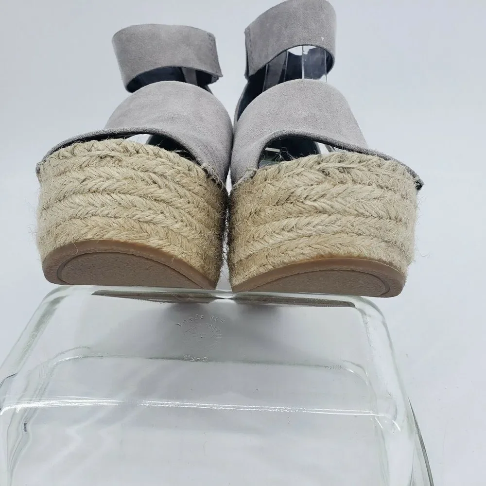 Dolce Vita Espadrille‎ Sandals Gray Suede Platform